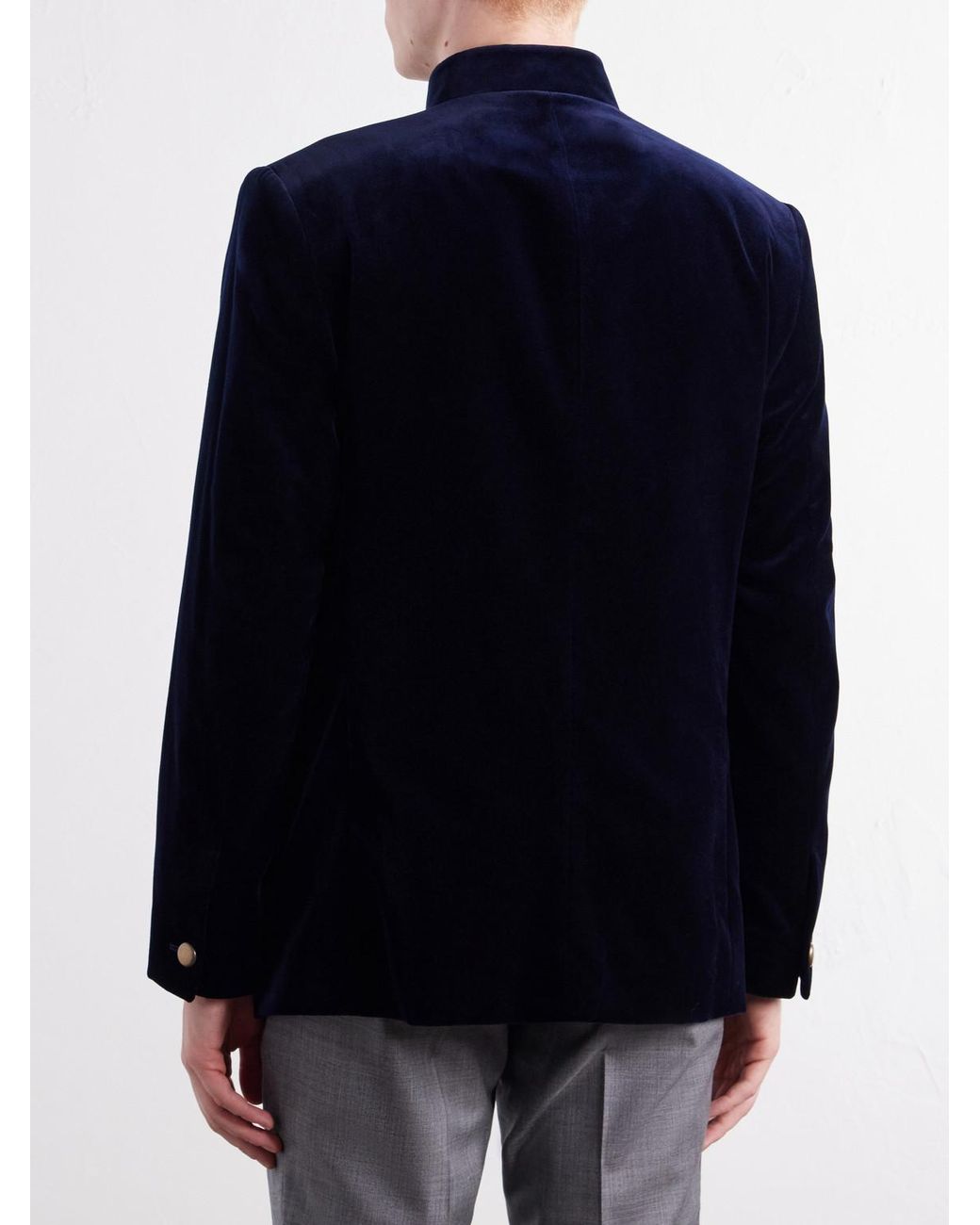 Favourbrook Blue Nehru Cotton-Velvet Blazer for men
