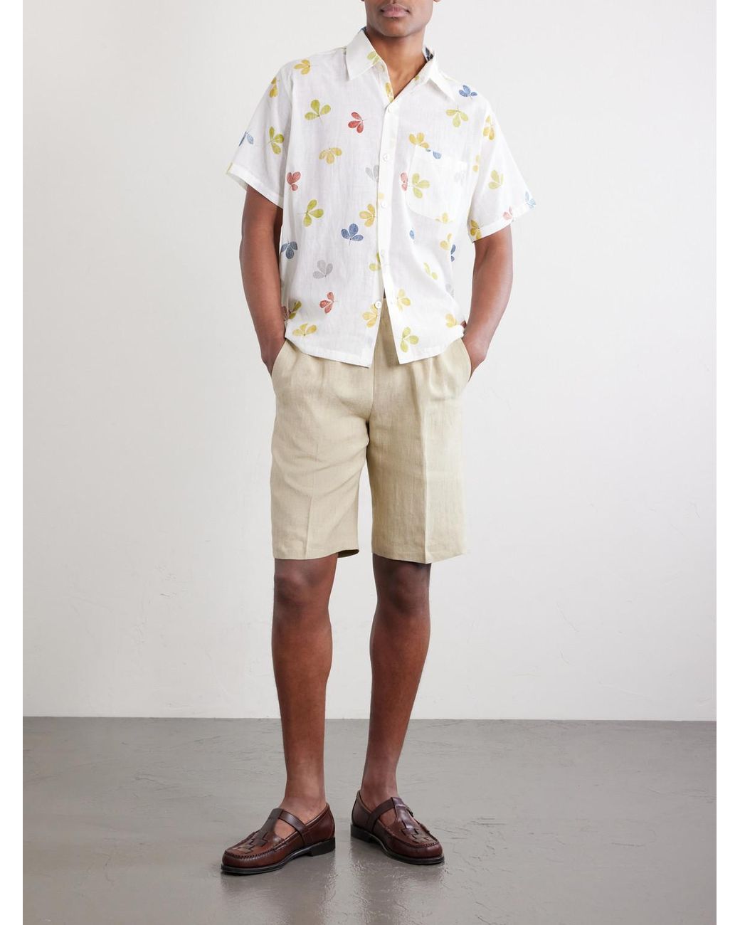 Kartik Research White Printed Cotton-Voile Shirt for men