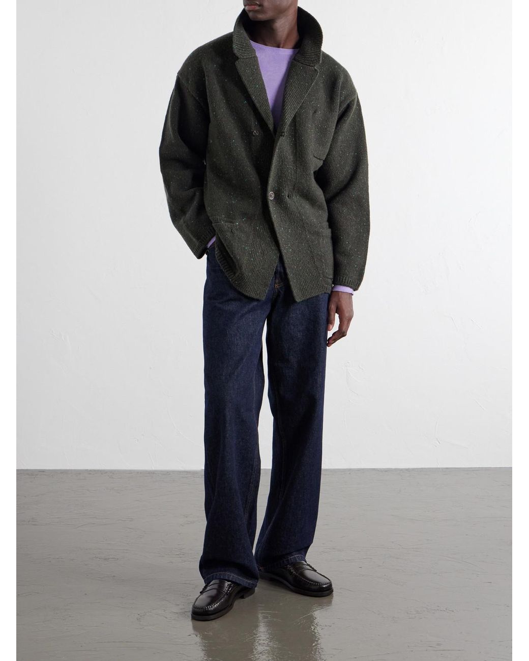 Inis Meáin Green Wool And Cashmere-Blend Cardigan for men