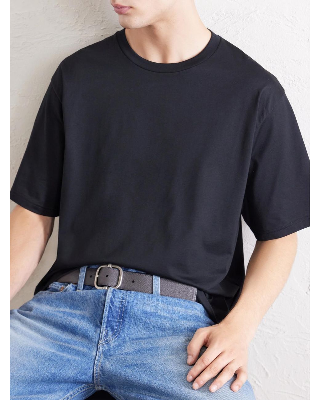 Ssstein Black Suvin Cotton-Jersey T-Shirt for men