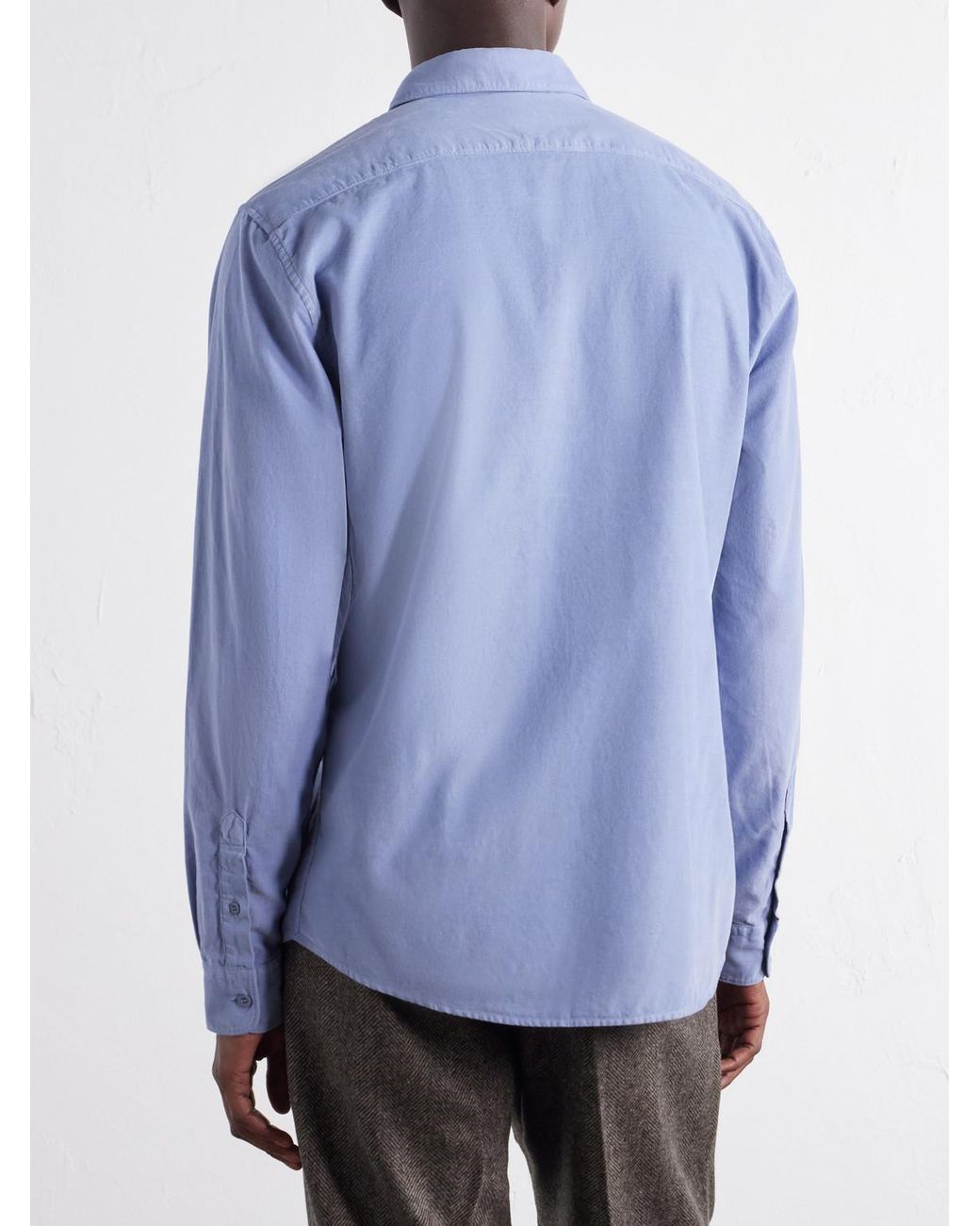 Sunspel Blue Cotton-Corduroy Shirt for men