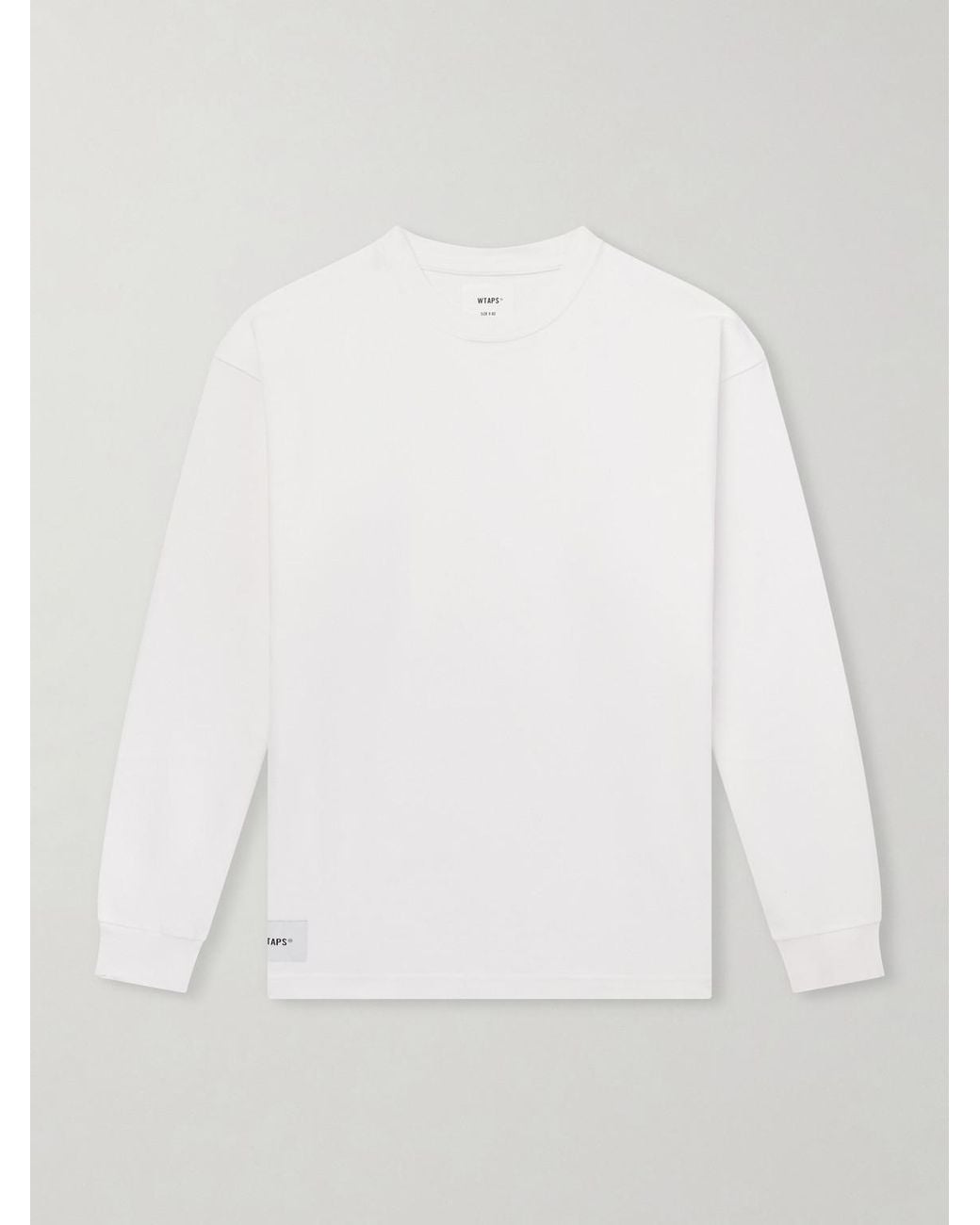 (w)taps White Sign-Yd Cotton-Jersey T-Shirt for men