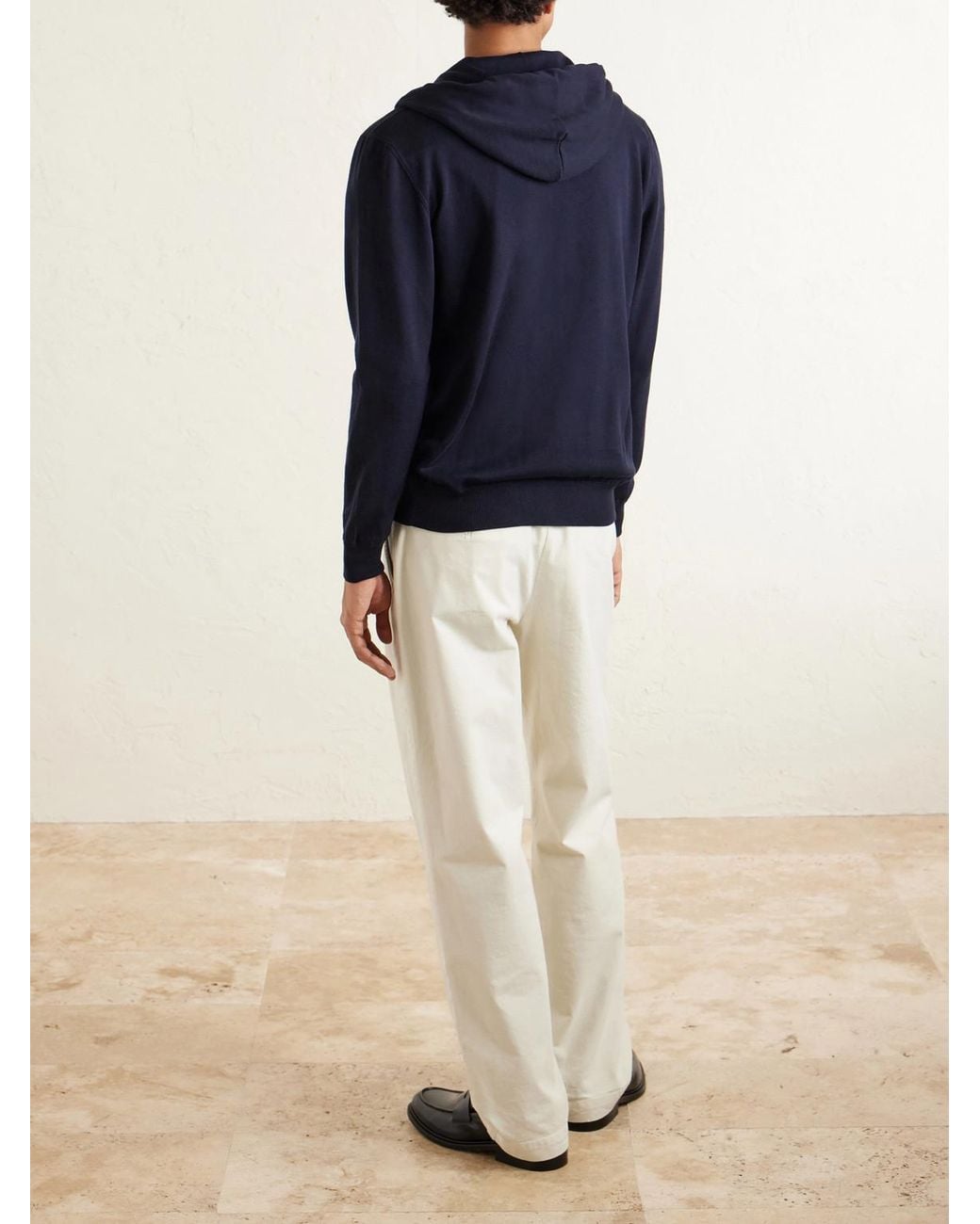 Kiton Blue Cotton-Jersey Zip-Up Hoodie for men