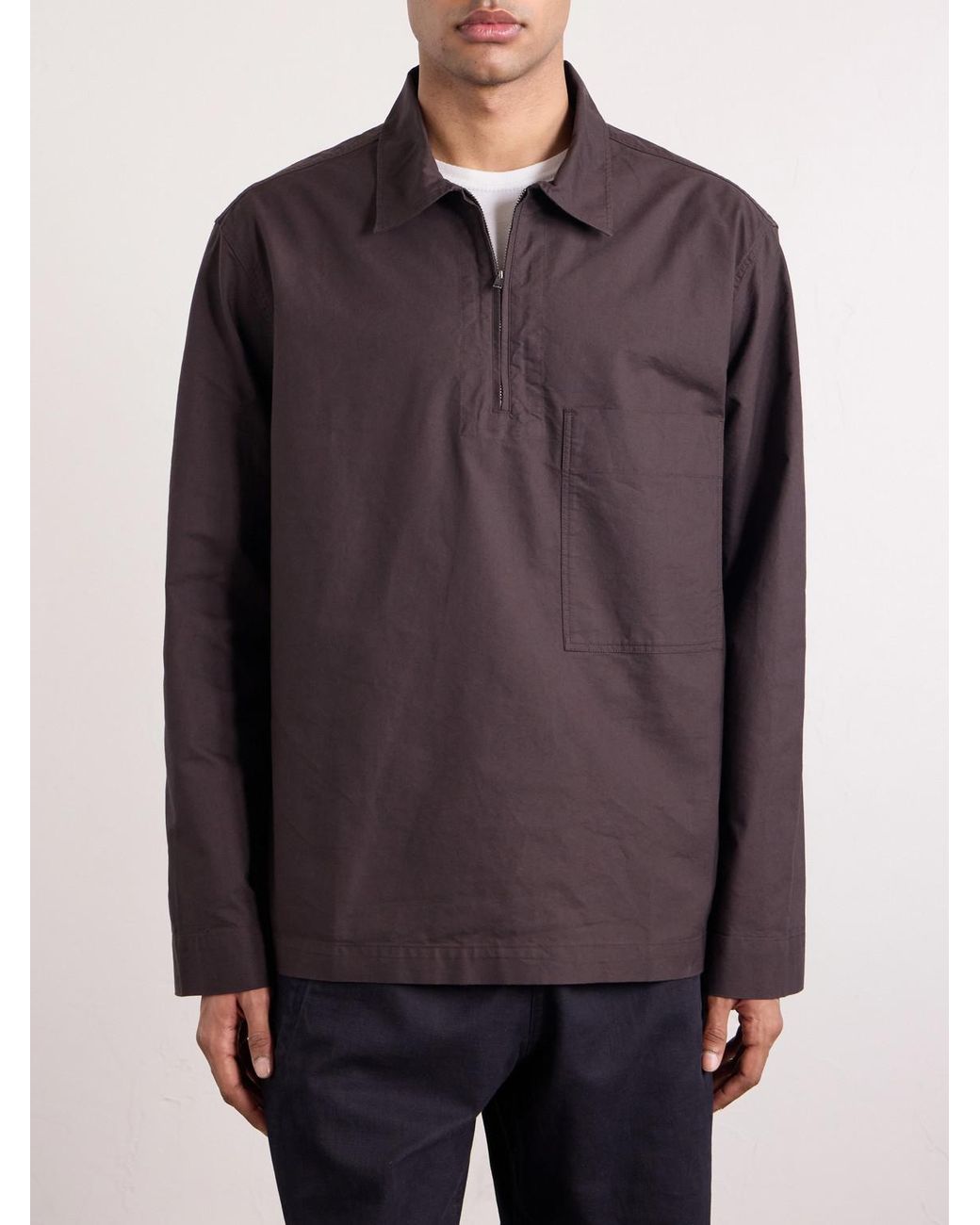 Margaret Howell Purple Half Zip-Up Cotton Shirt for men