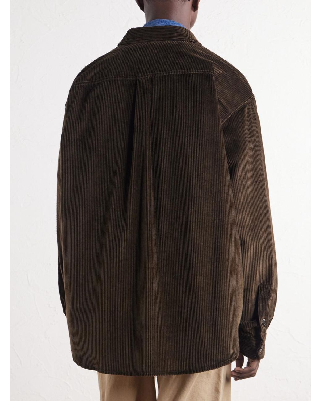 Loewe Black Leather-trimmed Cotton-corduroy Overshirt for men