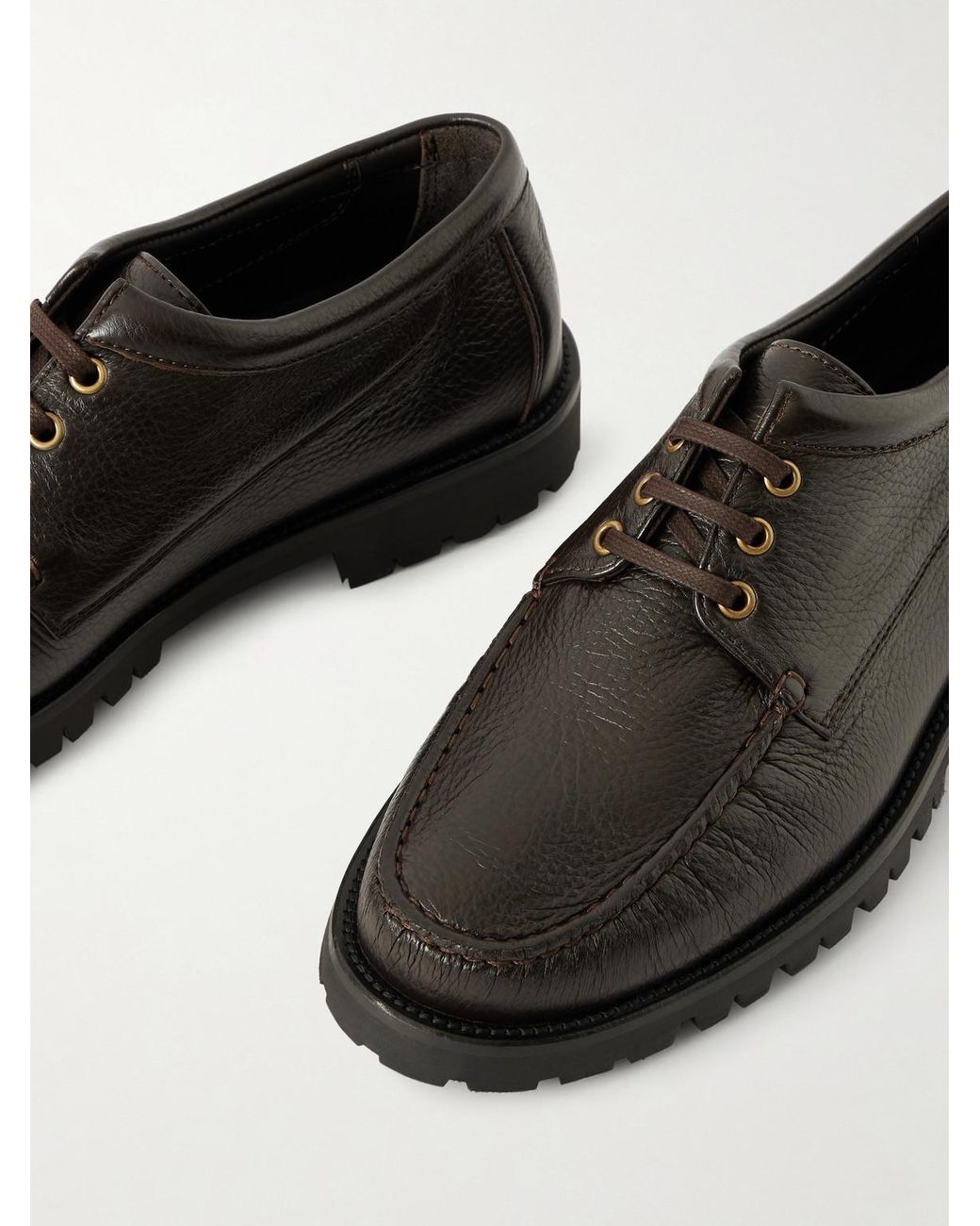 Morjas Brown The Camp Moc Full-Grain Deerskin Boat Shoes for men