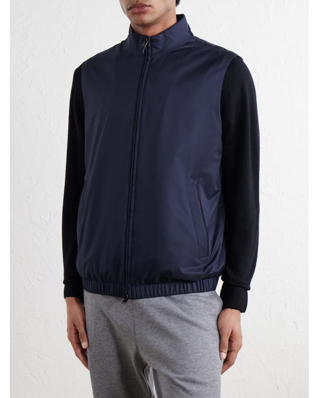 Canali Blue Shell Zip-Up Gilet for men