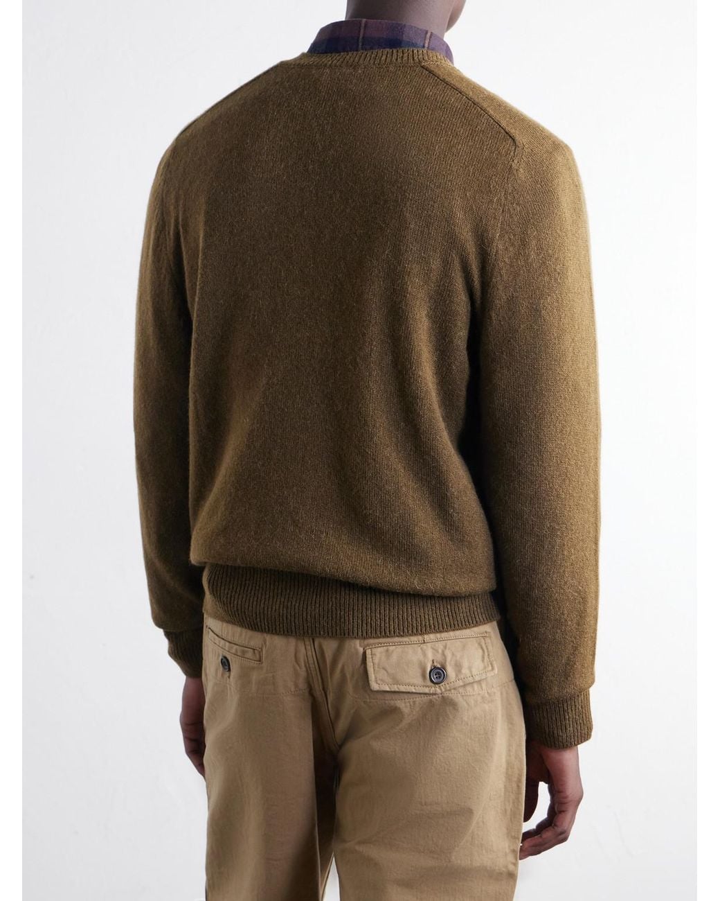 Drake's Green Wool And Alpaca-Blend Sweater for men