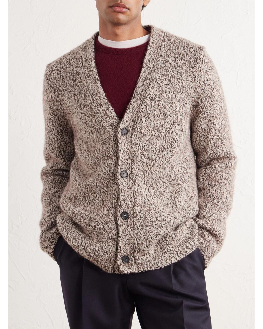 Massimo Alba Brown Linus Wool-Blend Cardigan for men