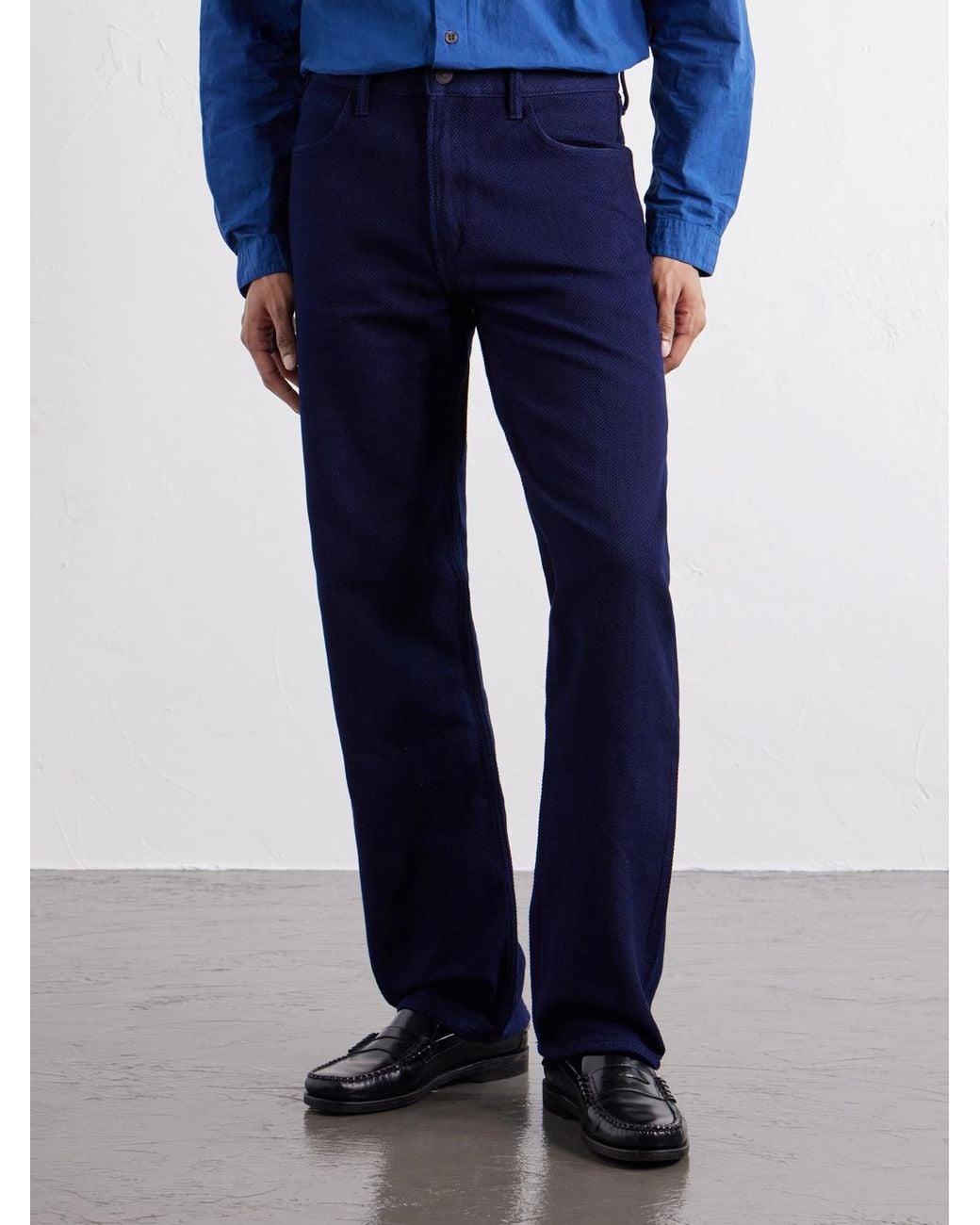 Blue Blue Japan Blue Sashiko Cotton Straight-Leg Jeans for men