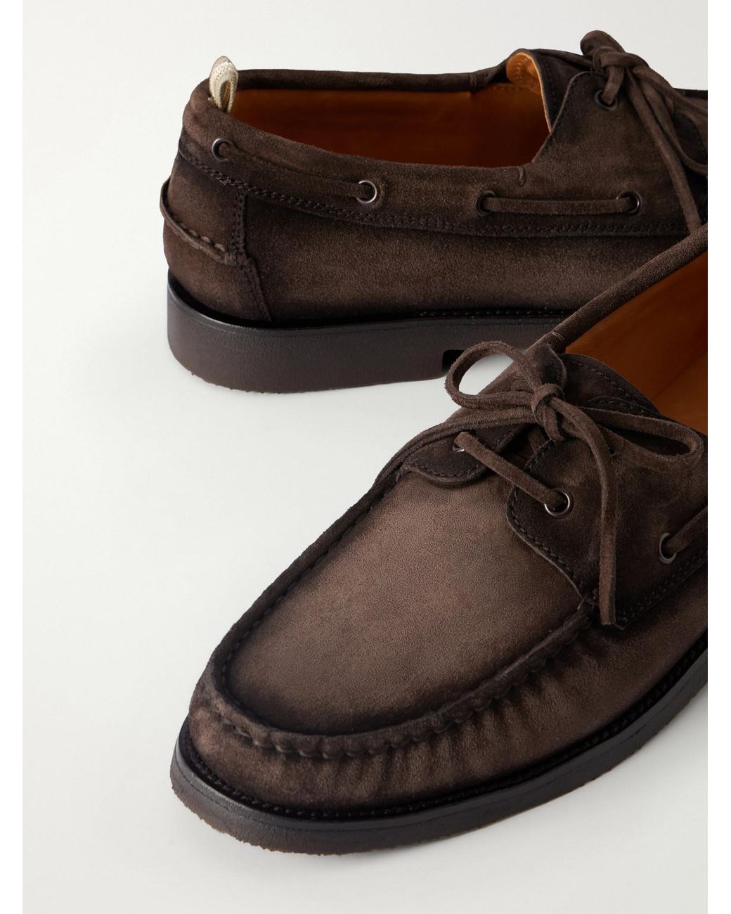 Officine Creative Brown Balfron 002 Suede Boat Shoes for men