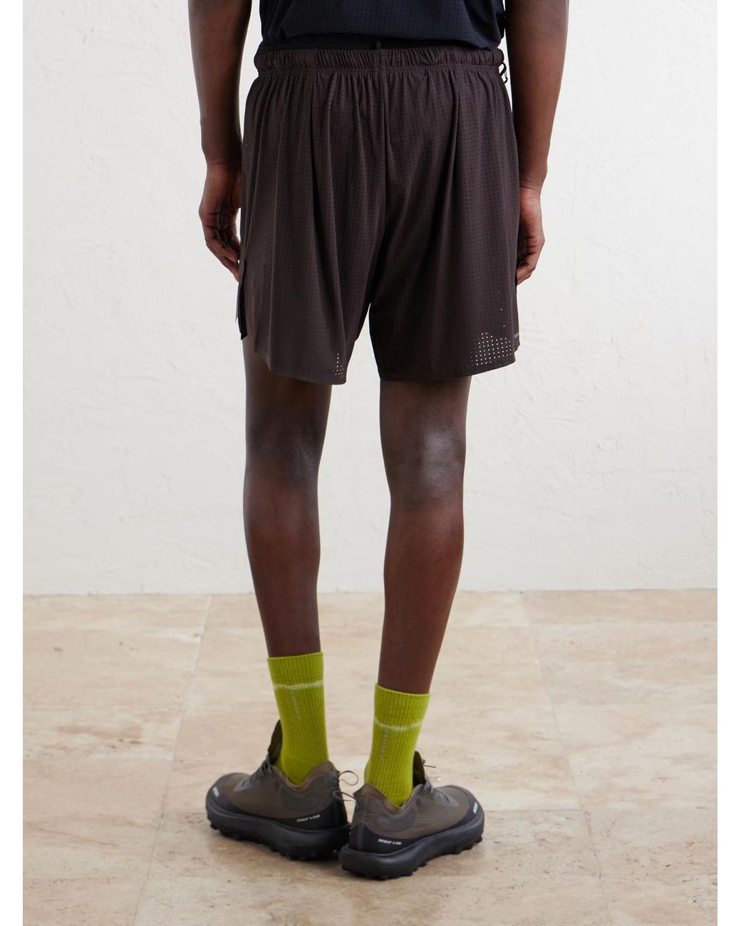 Satisfy Blue Straight-Leg Logo-Appliqu&Eacute;D 5&Quot; Space‑O&Trade; Shorts for men