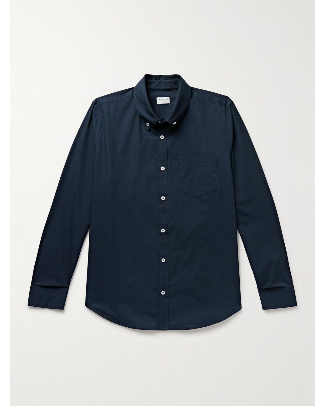 Ghiaia Blue Button-Down Collar Cotton-Poplin Shirt for men