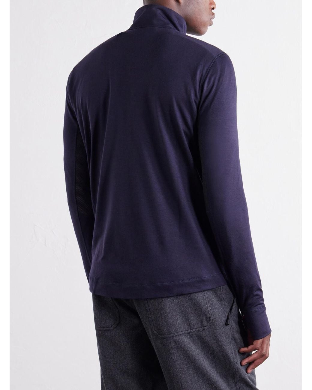 Moncler Blue Wool-Blend Jersey Zip-Up Ski Base Layer for men
