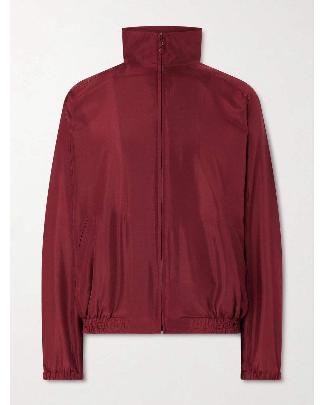 Saint Laurent Red Silk-Habotai Blouson Jacket for men