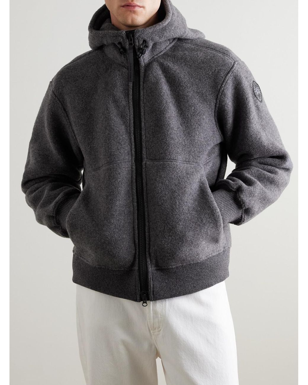 Canada Goose Gray Chilliwack Wool-Blend Fleece Hooded Bomber Jacket for men