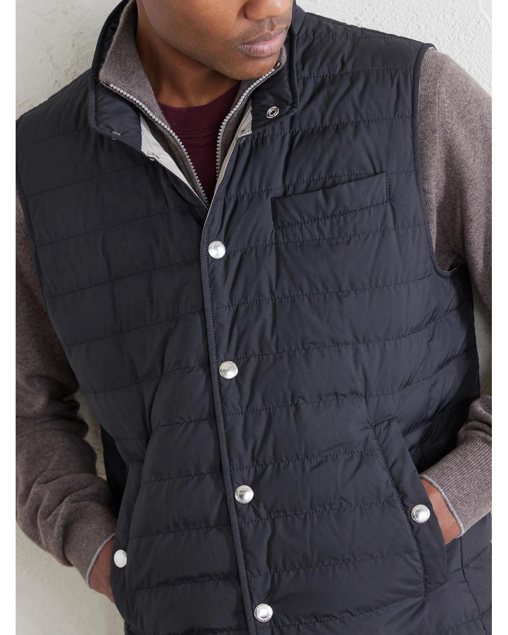 Brunello Cucinelli Blue Quilted Shell Down Gilet for men