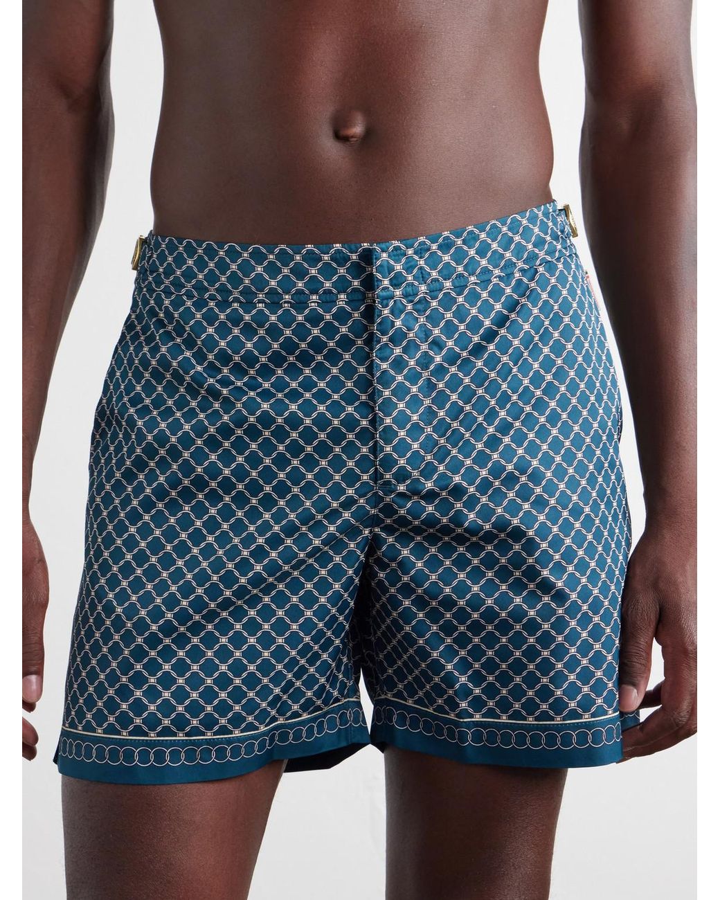 Orlebar Brown Blue Bulldog Passetto Straight-Leg Mid-Length Printed Swim Shorts for men