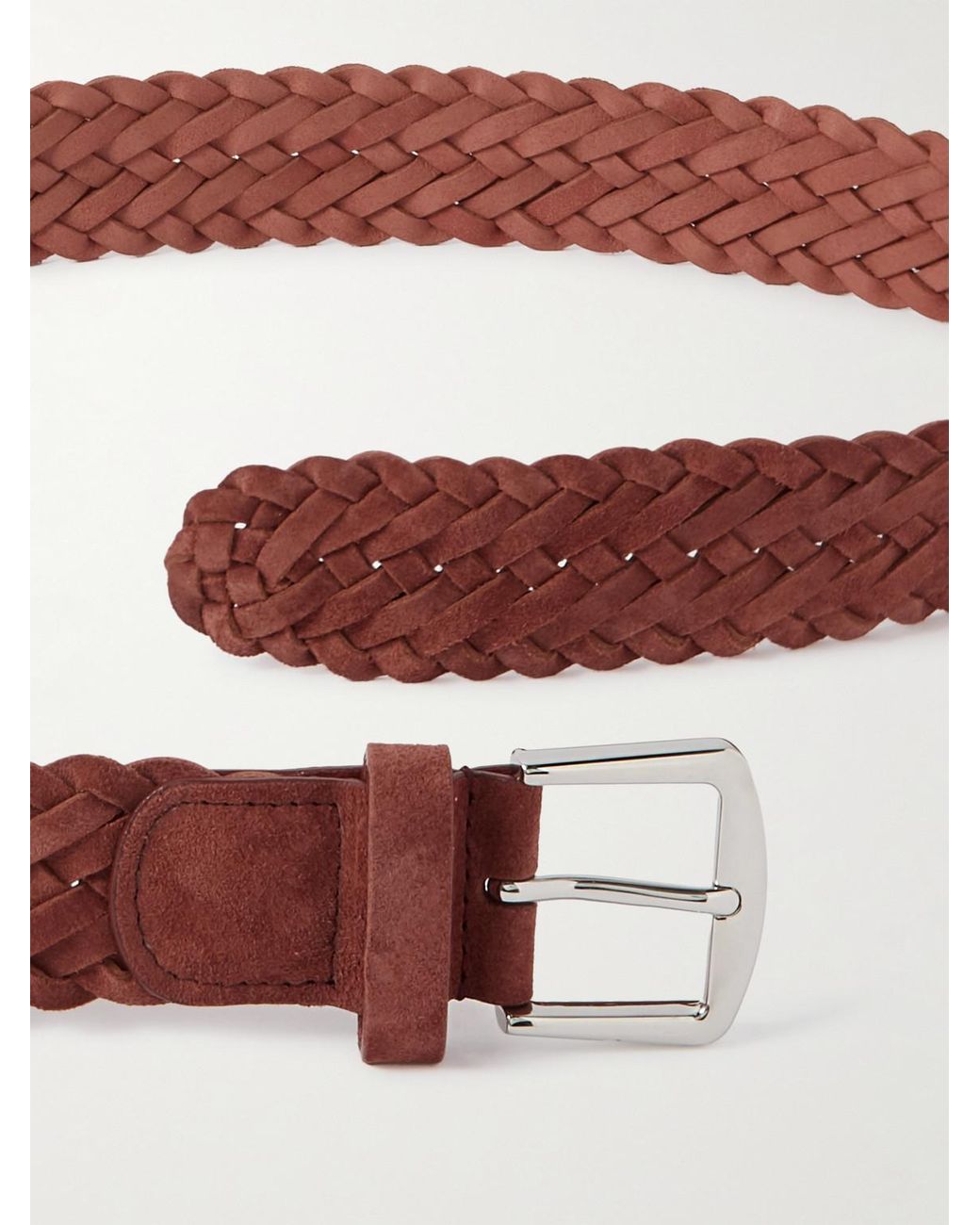 Loro Piana Brown 4Cm Woven Suede Belt for men