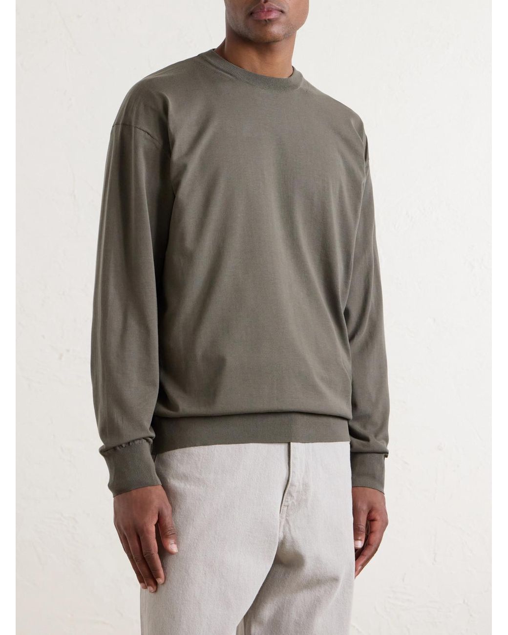 Auralee Gray Luster Knitted T-Shirt for men
