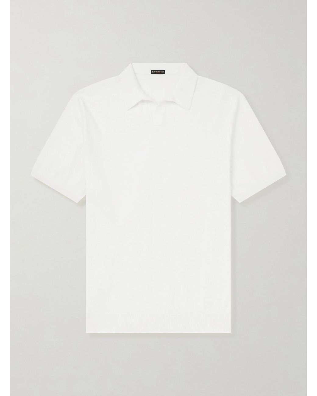 Rubinacci White Cotton Polo Shirt for men