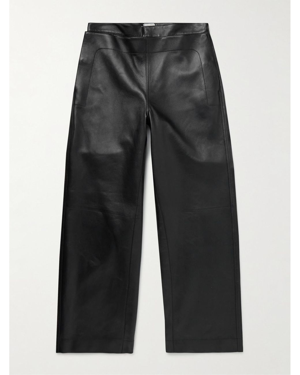 Bottega Veneta Black Layered Wide-Leg Leather Trousers for men