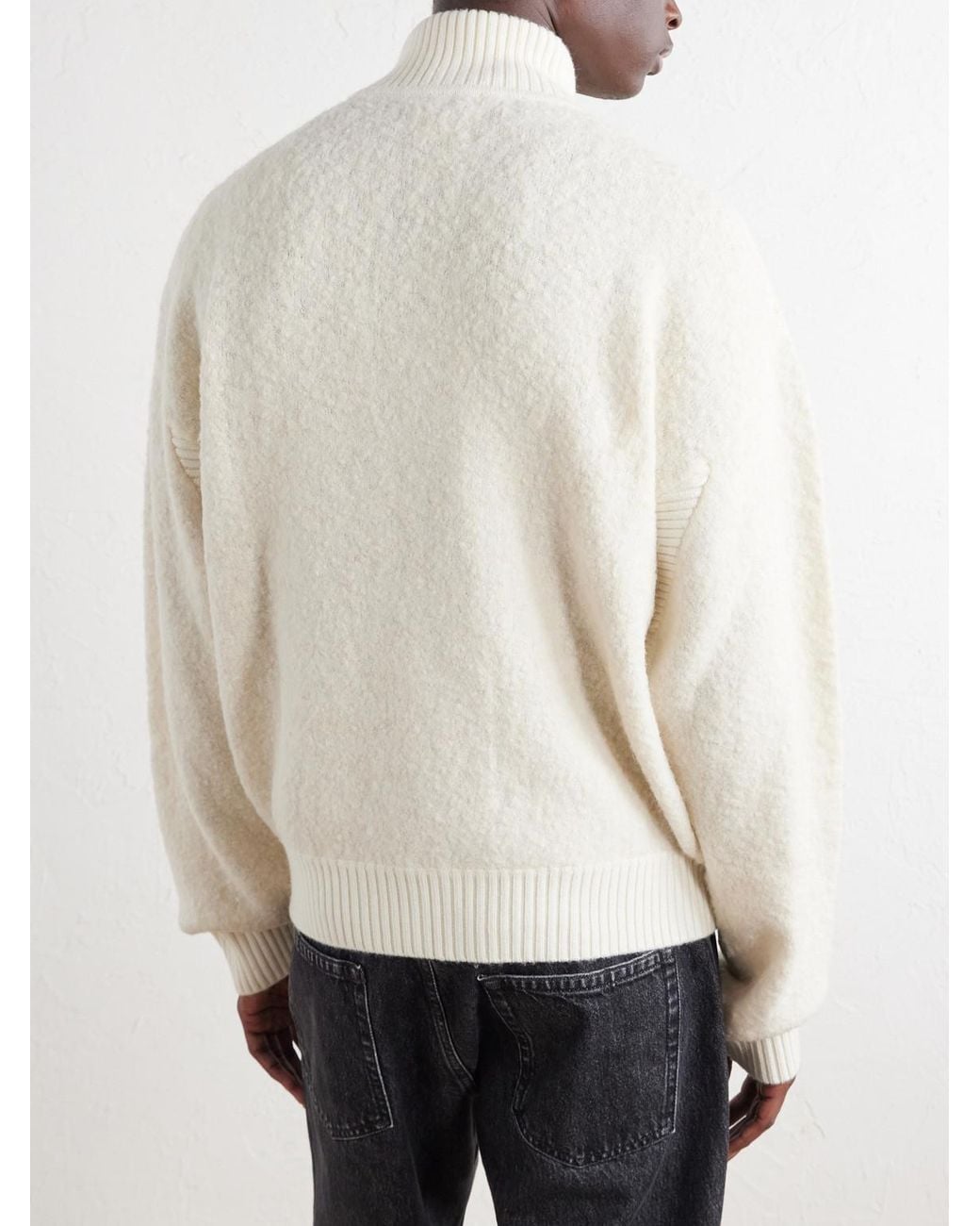 Aimé Leon Dore Natural Felted Wool-Blend Half-Zip Sweater for men
