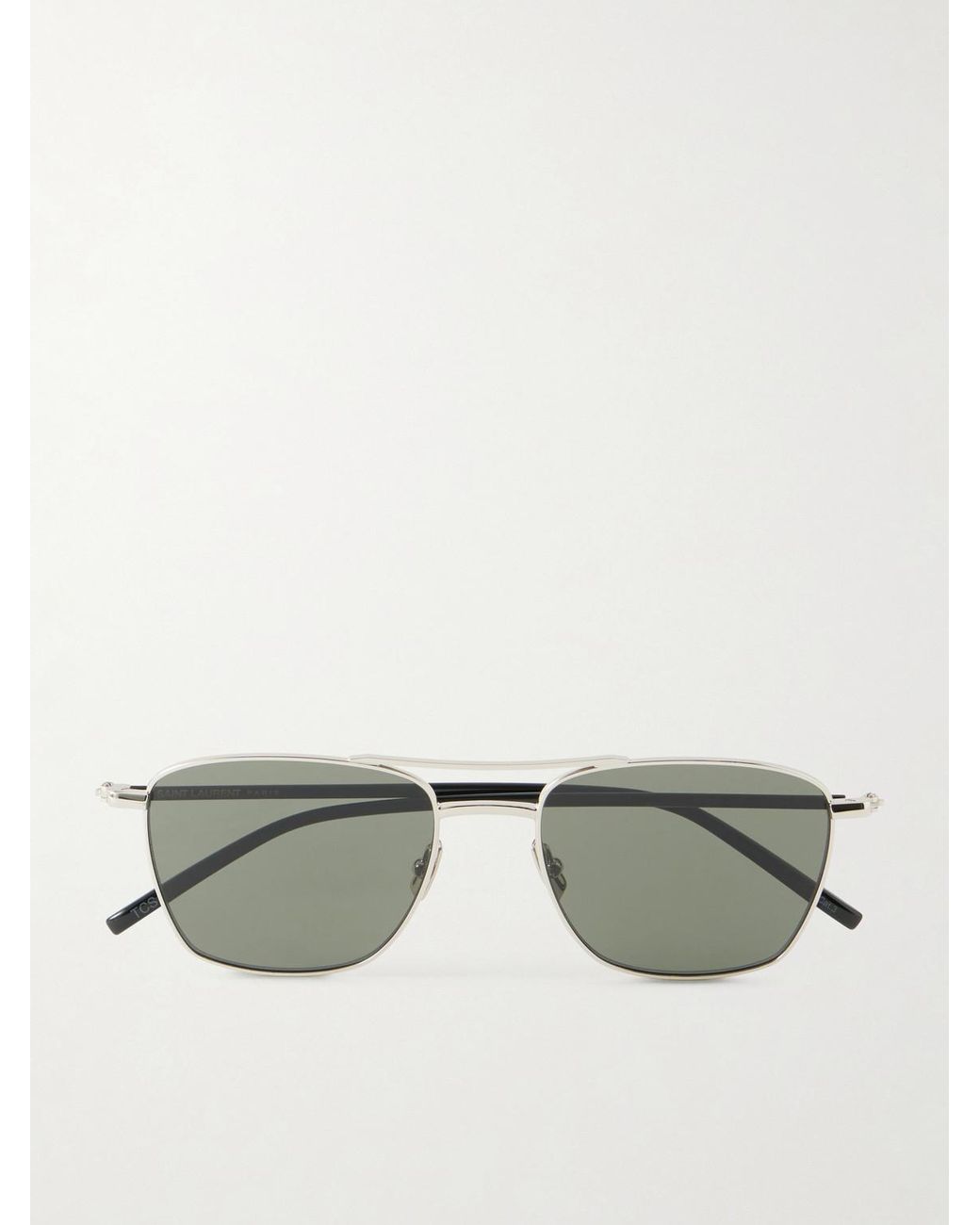 Saint Laurent Metallic Aviator-style Silver-tone Sunglasses for men