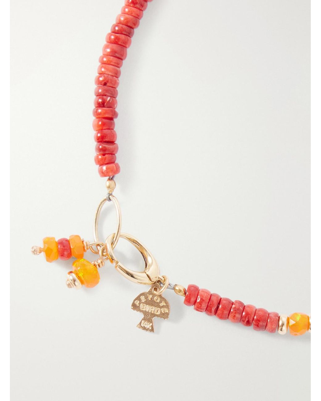 Peyote Bird Red Surya 14-Karat Multi-Stone Beaded Bracelet for men