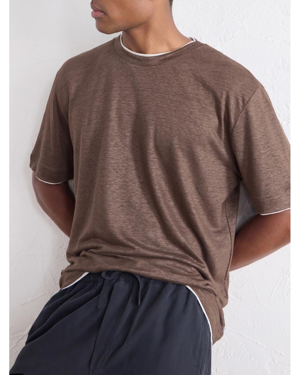 Eleventy Brown Linen T-Shirt for men