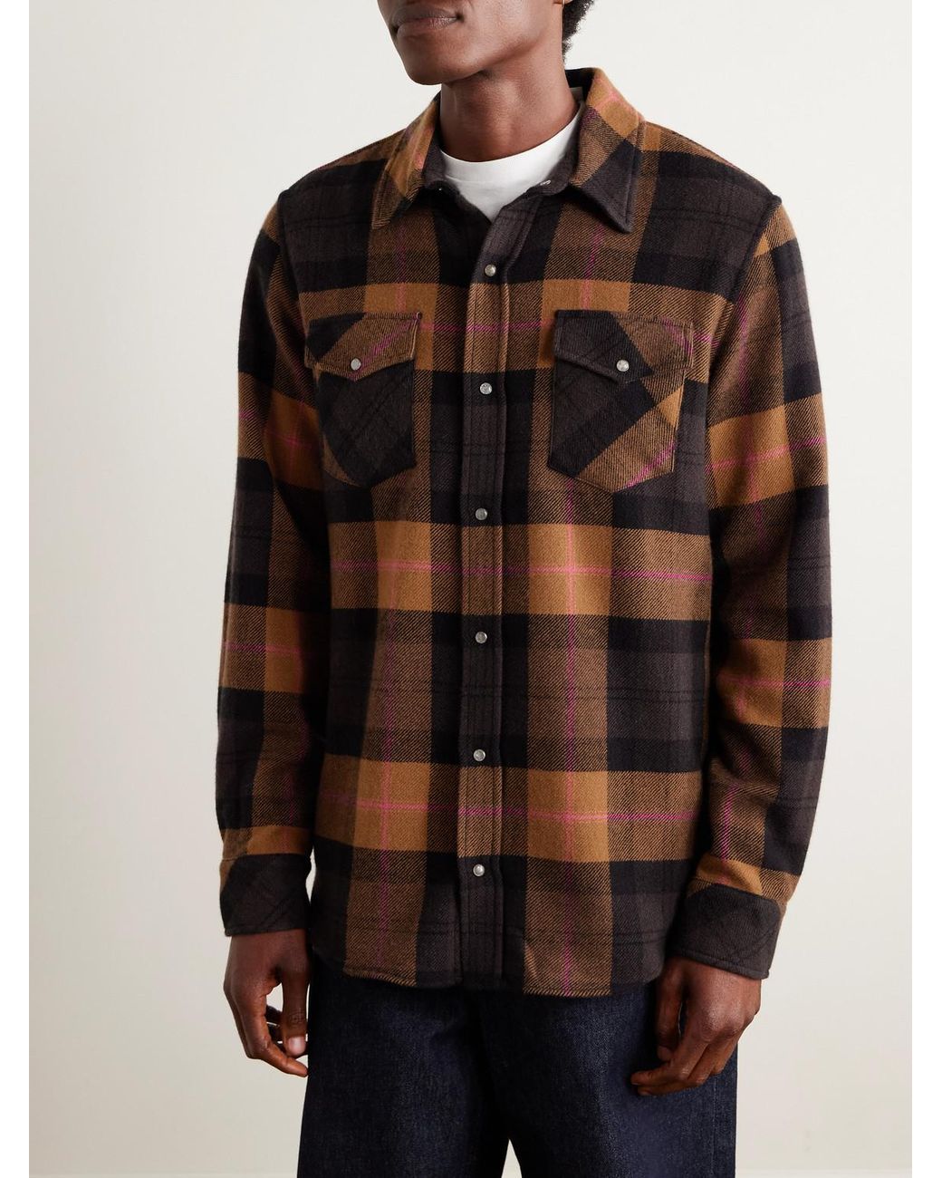 God's True Cashmere Black Checked Cashmere Shirt for men