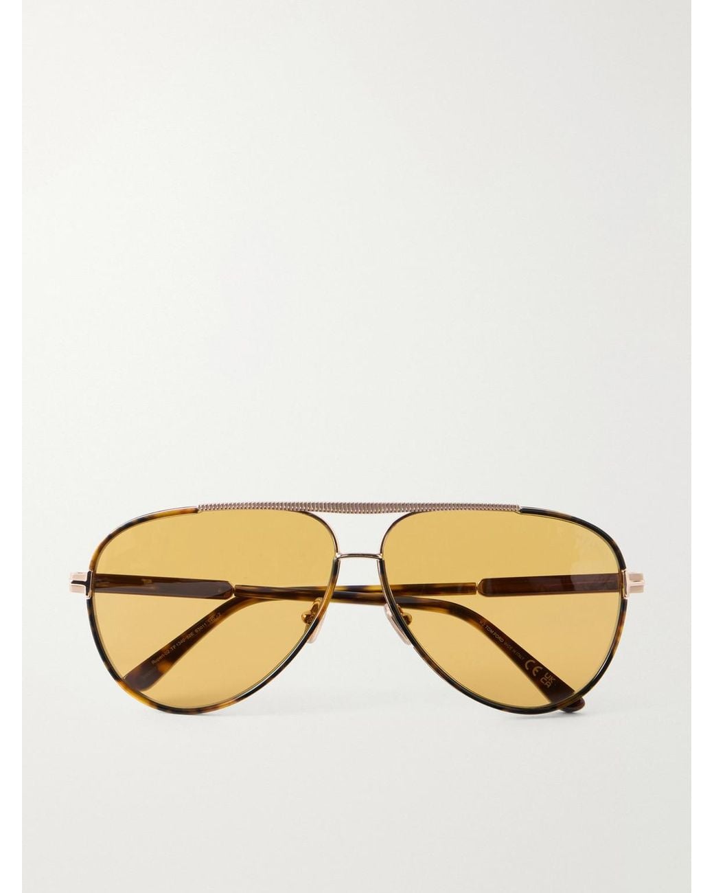 Tom Ford Metallic Rupert-02 Double-bridge Aviator-style Tortoiseshell Acetate And Gold-tone Metal Sunglasses for men