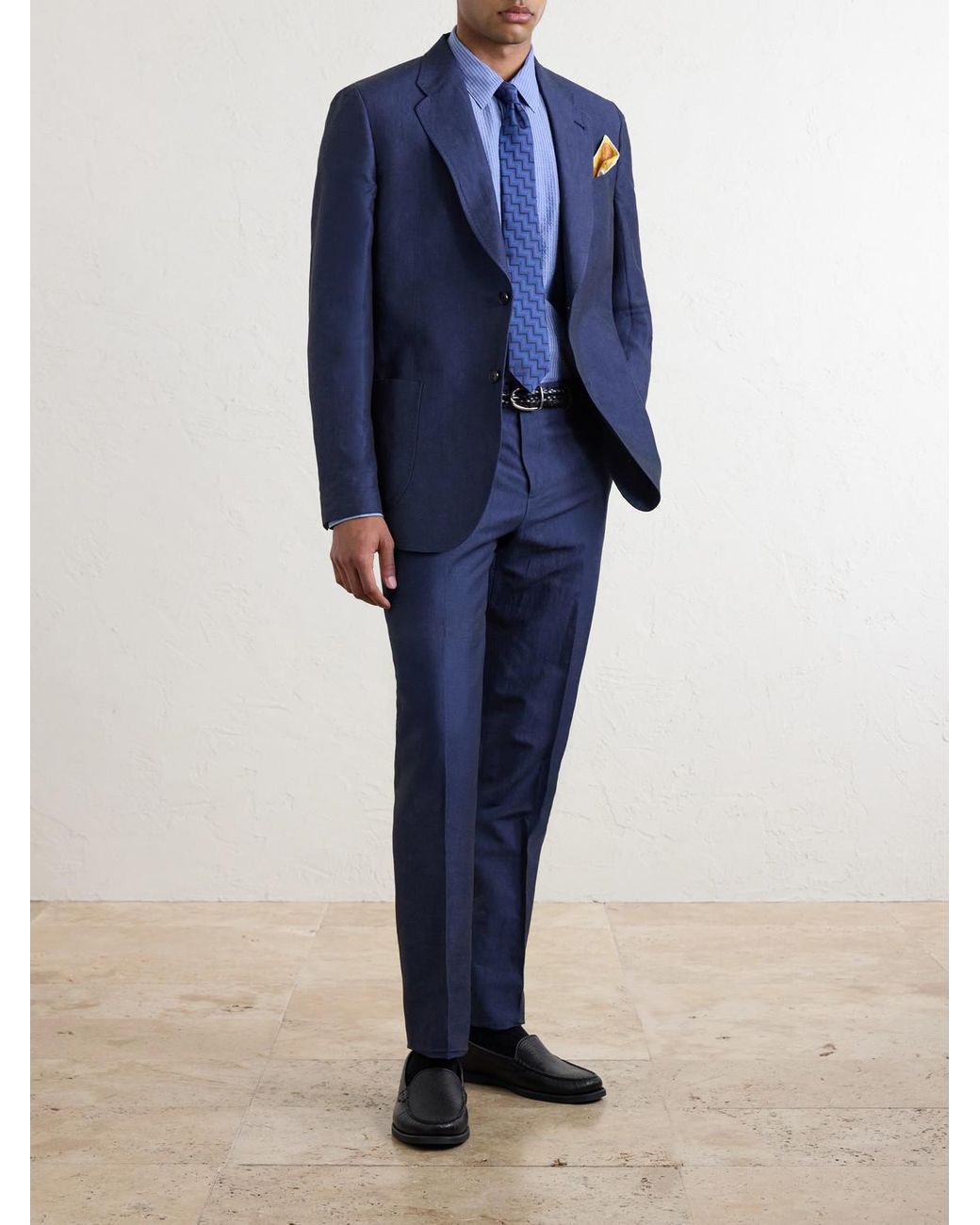 Paul Smith Blue Cotton And Linen-Blend Suit Jacket for men