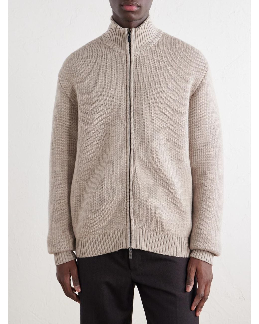 Frescobol Carioca Natural Minas Merino Wool Zip-Through Sweater for men