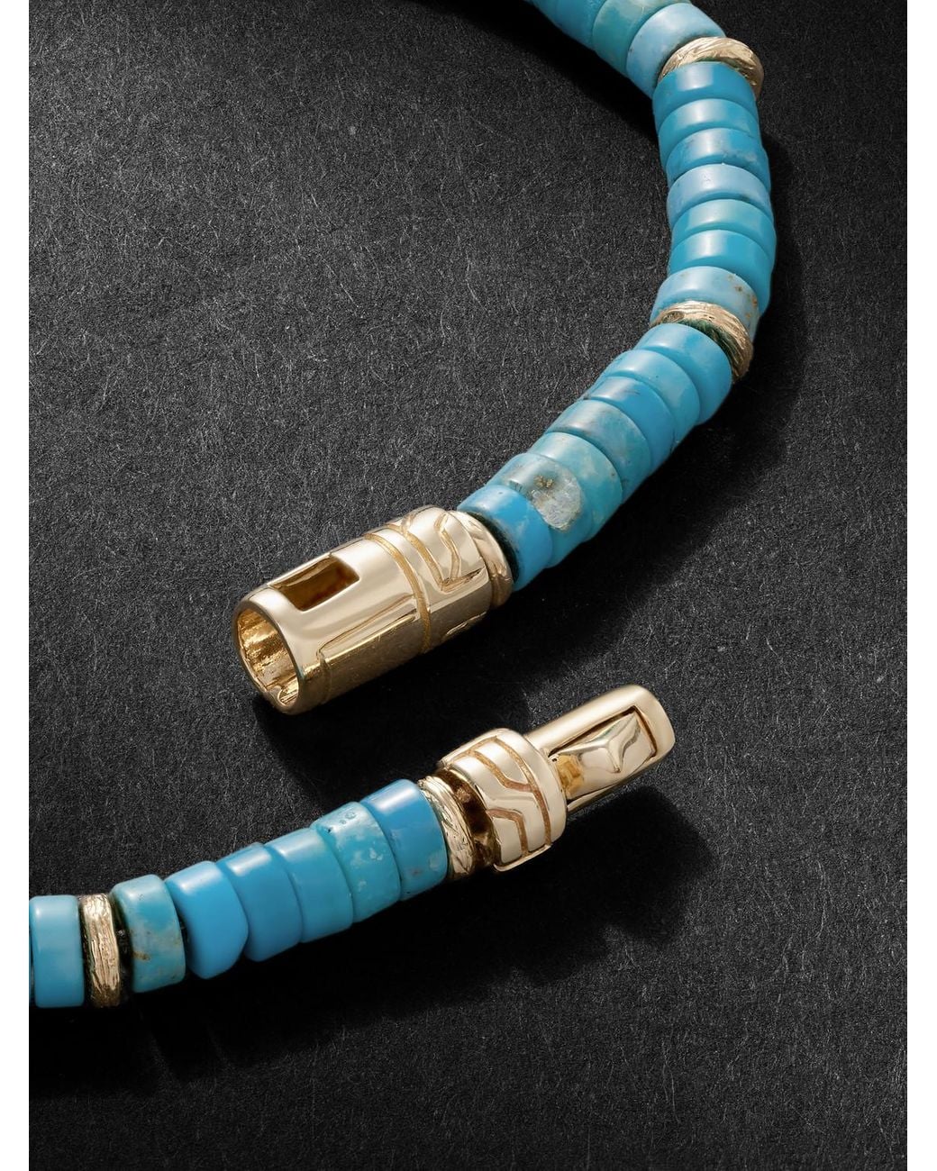 John Hardy Black Gold Turquoise Heishi Beaded Bracelet for men