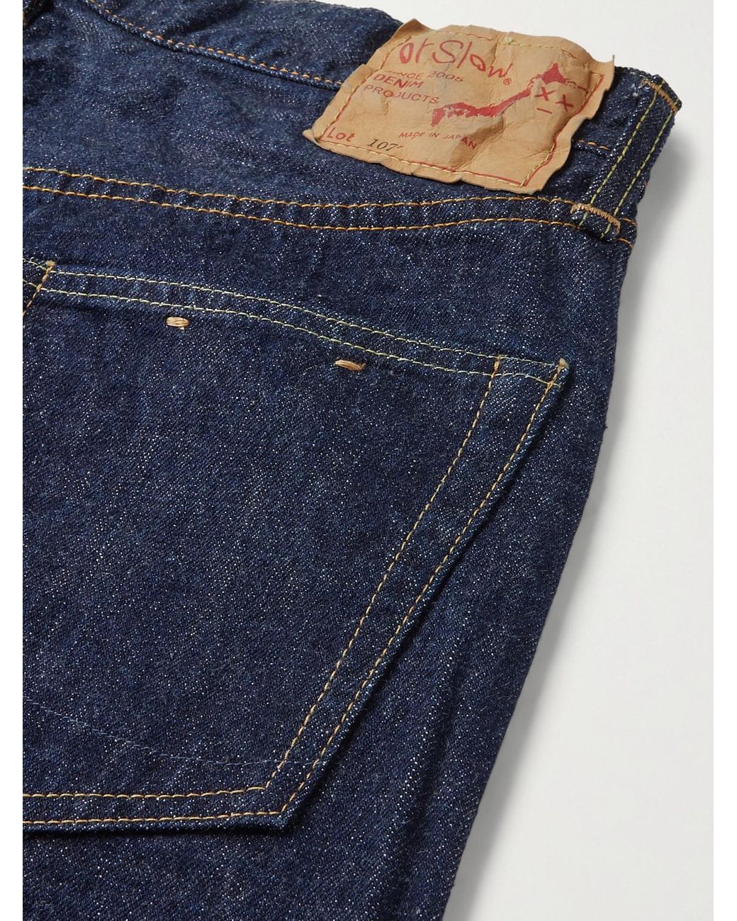 Orslow Blue 107 Slim-Fit Selvedge Denim Jeans for men