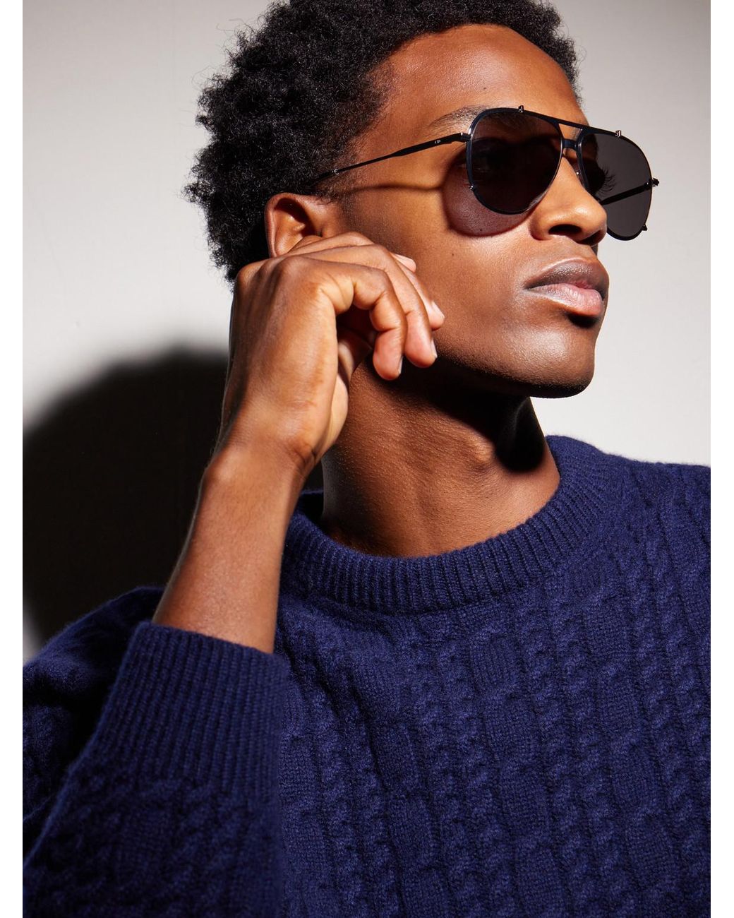 Diorblacksuit A3U Double-Bridge Aviator-Style Metal And Tortoiseshell Acetate Sunglasses di Dior da Uomo
