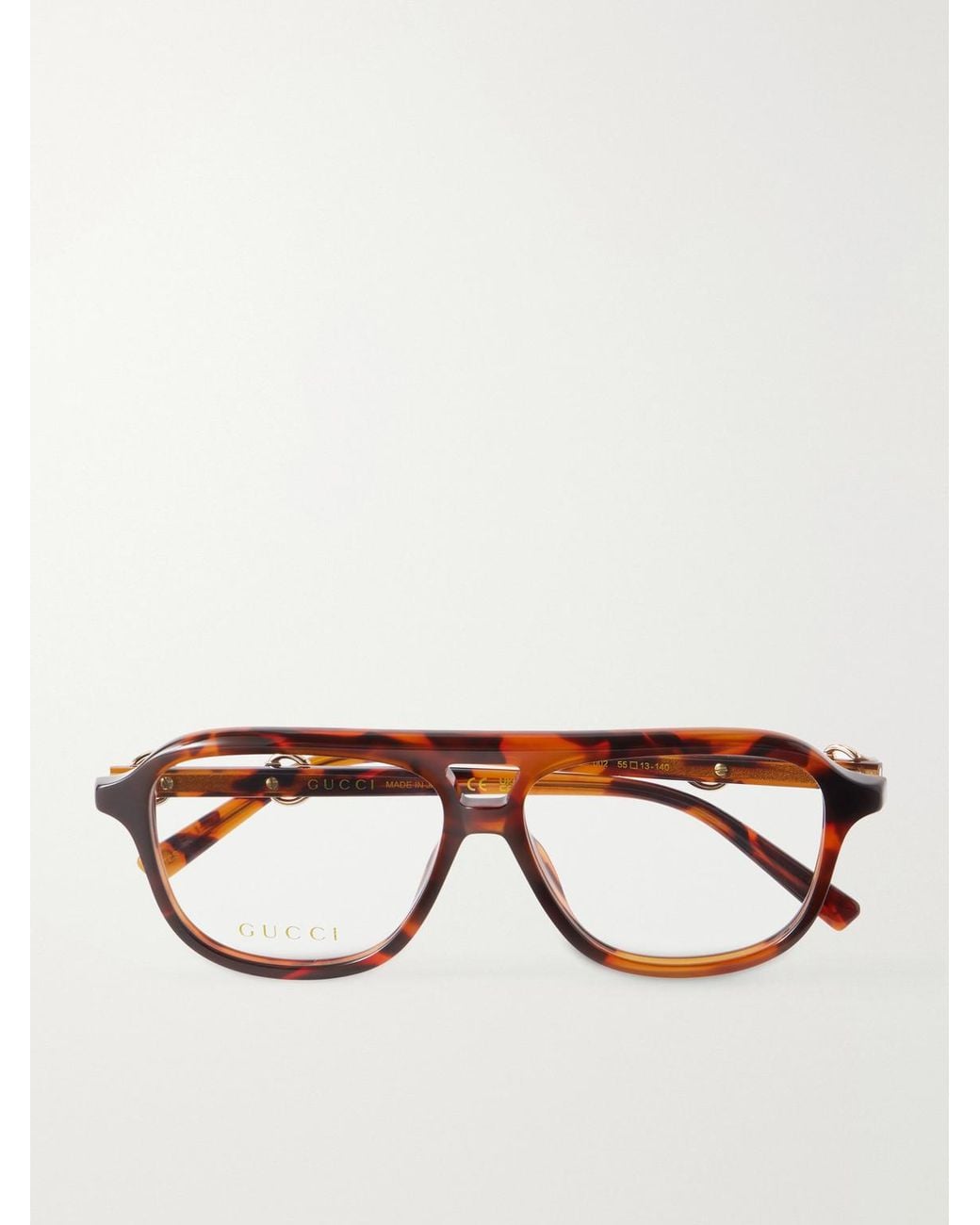 Gucci Brown Horsebit-Detailed Aviator-Style Recycled-Acetate Glasses for men