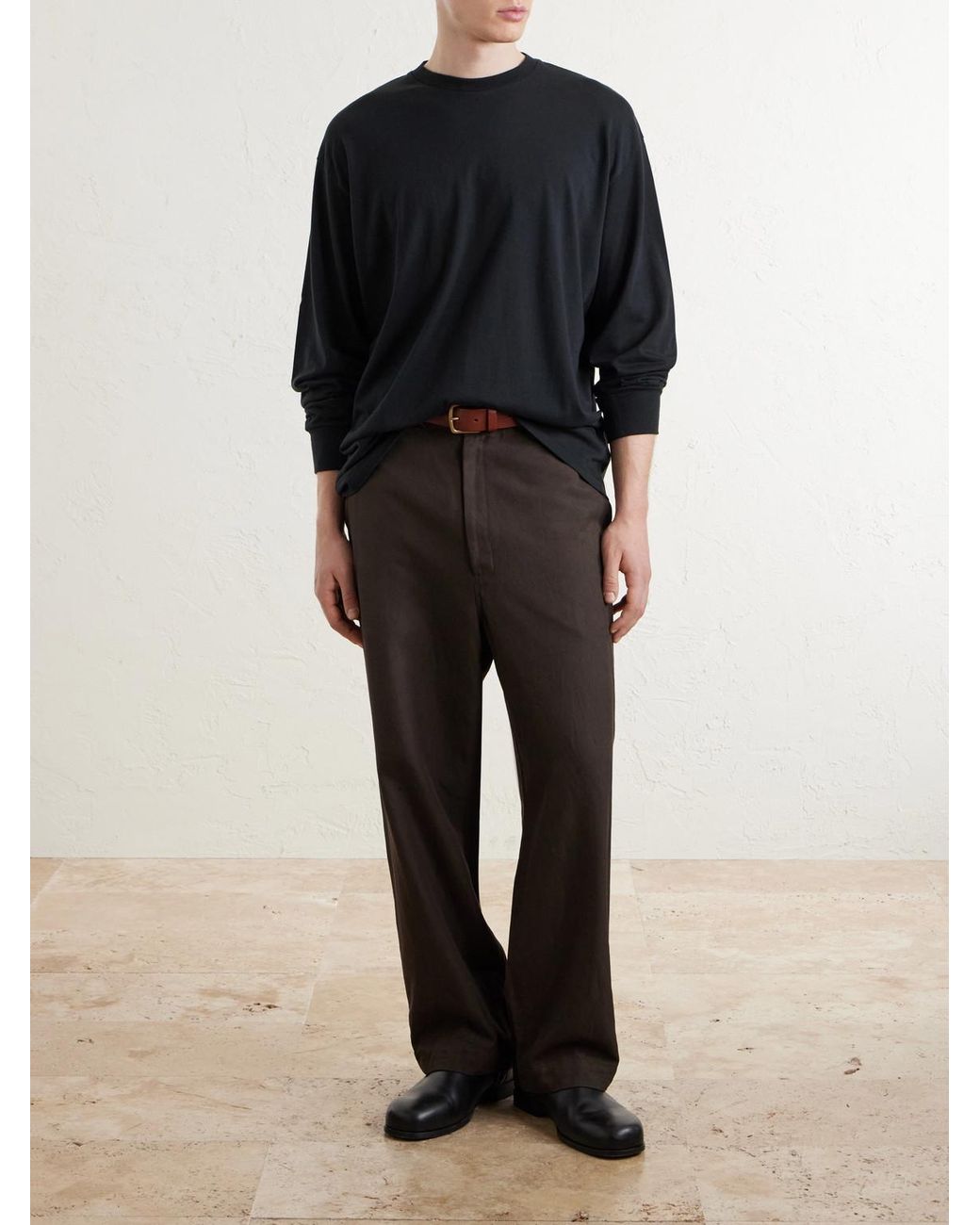 A.PRESSE Blue Cotton And Cashmere-Blend T-Shirt for men