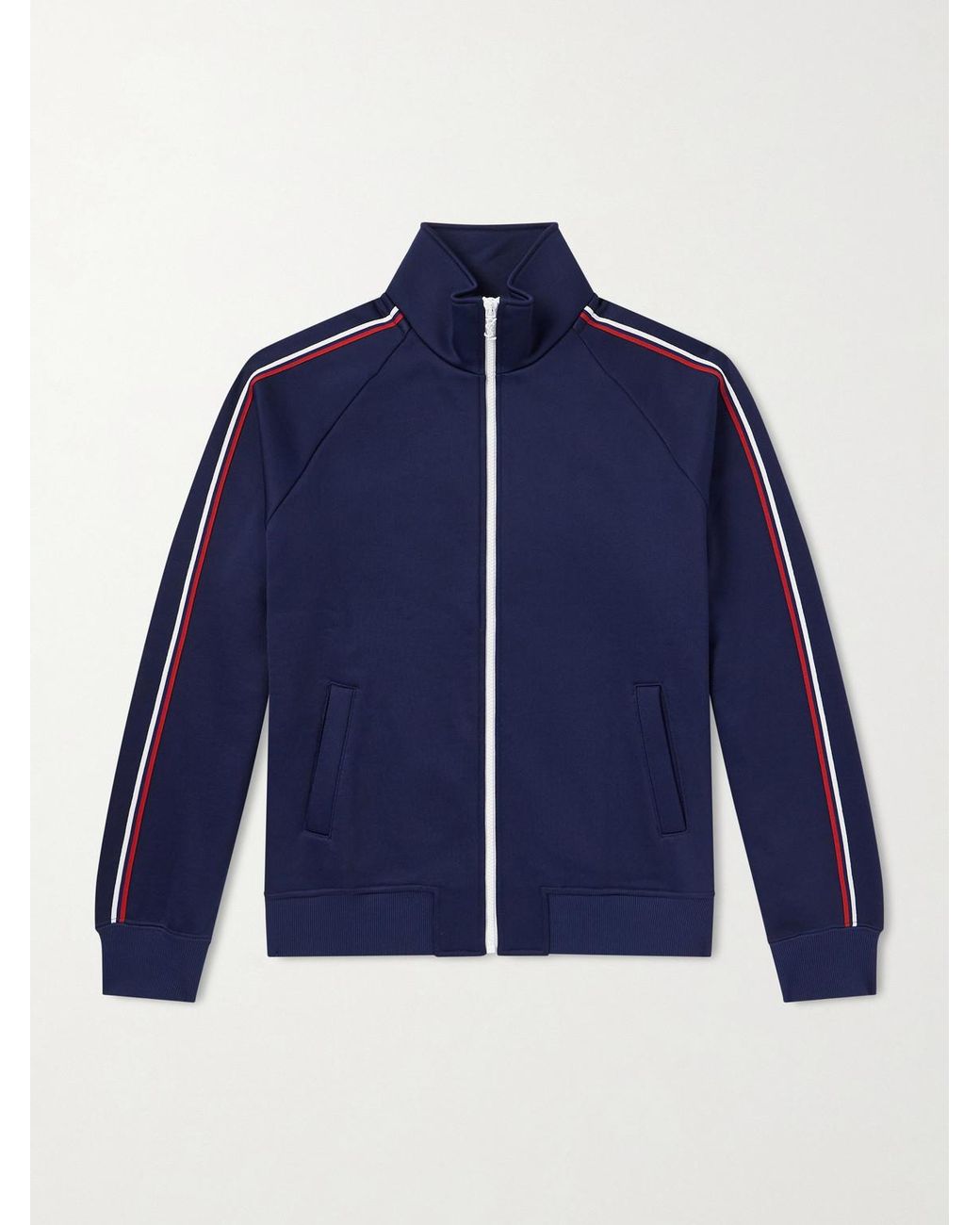 Saint Laurent Blue Striped Cotton-blend Jersey Track Jacket for men