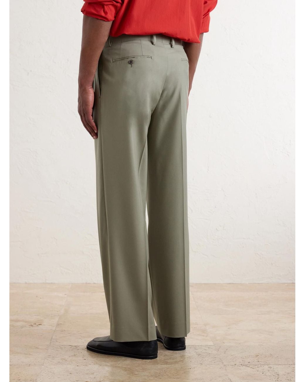 Auralee Gray Ultra Fine Tropical Wool Trousers for men