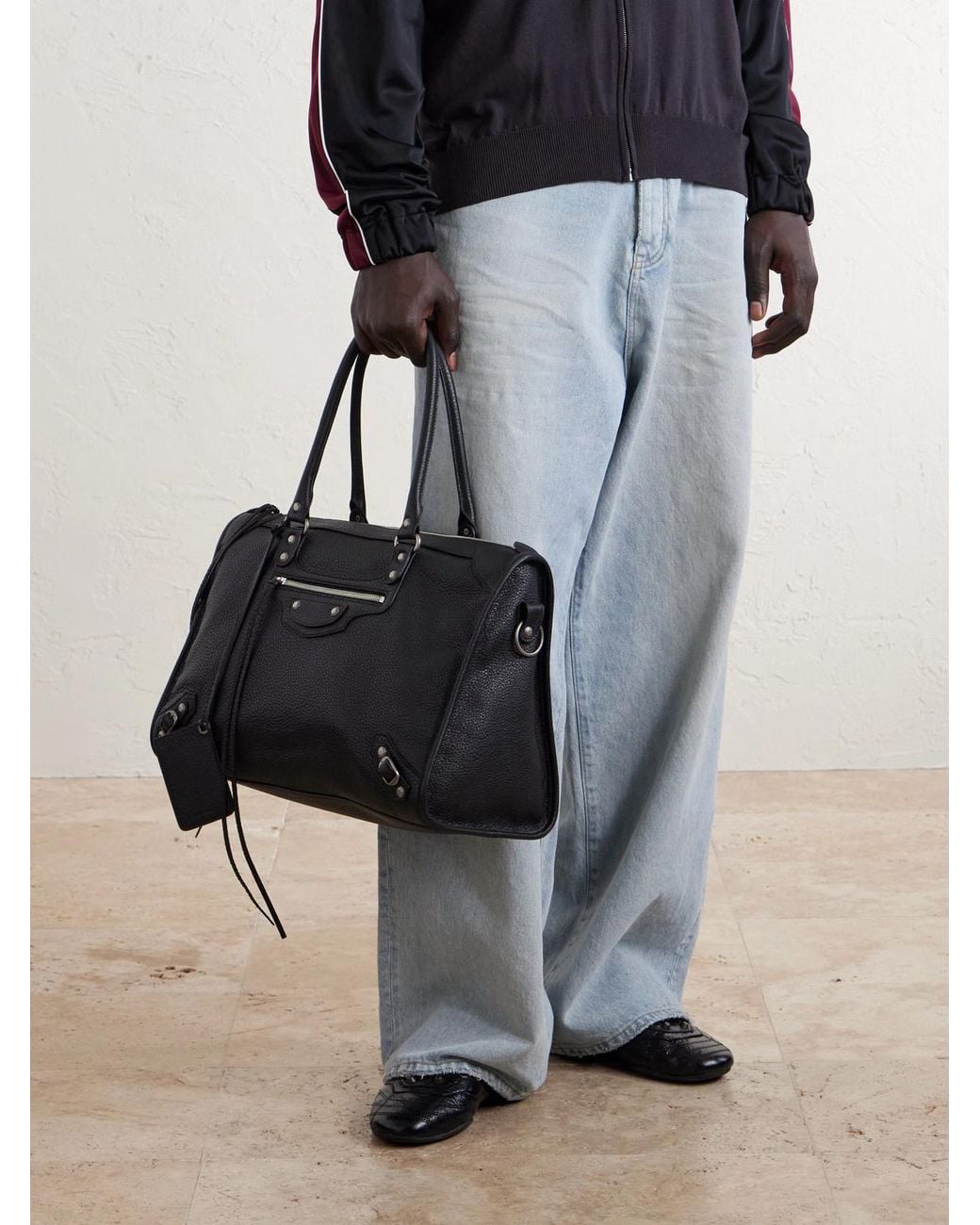 Balenciaga Black Le City Business Large Full-Grain Leather Weekend Bag for men