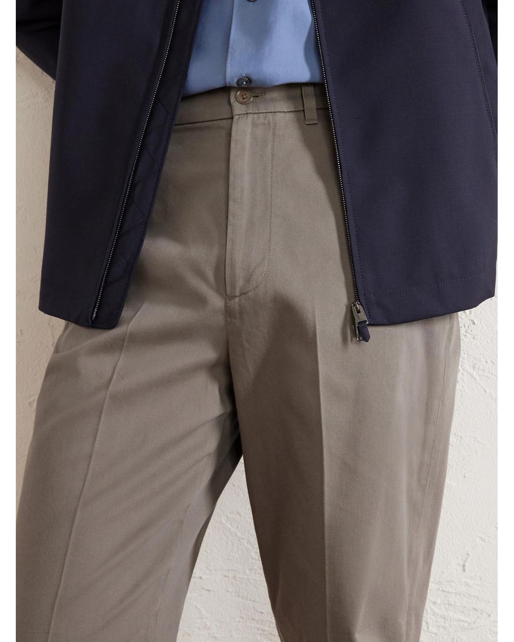 Dunhill Gray Straight-Leg Cotton-Twill Chinos for men