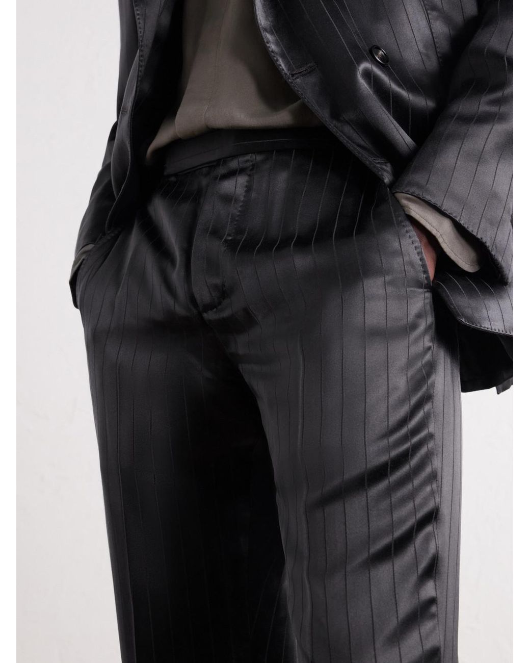 Tom Ford Blue Straight-Leg Pinstriped Satin Suit Trousers for men