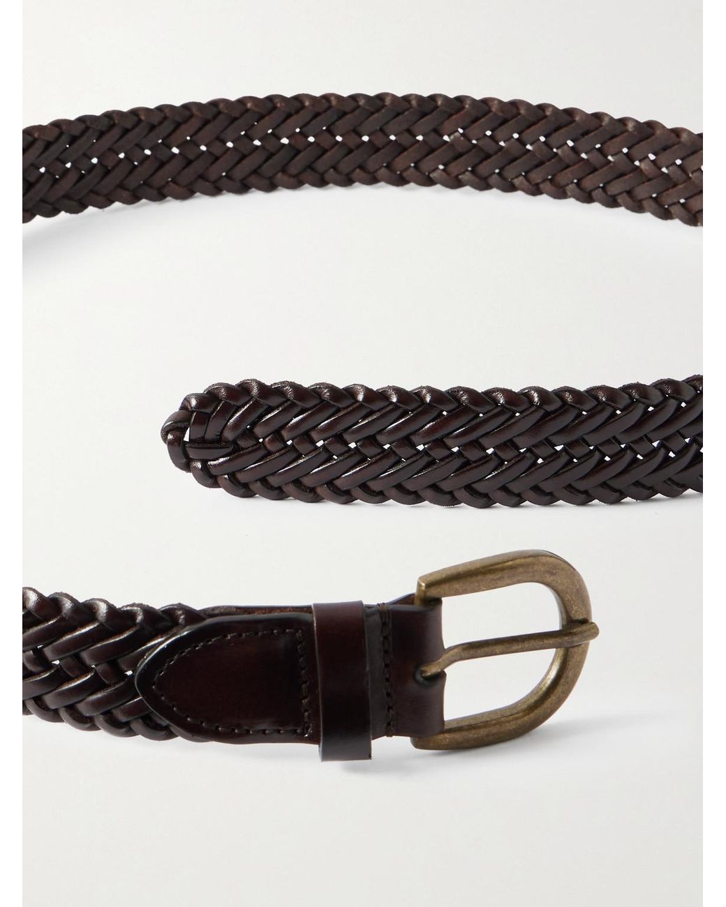 Morjas Brown 3cm Woven Leather Belt for men