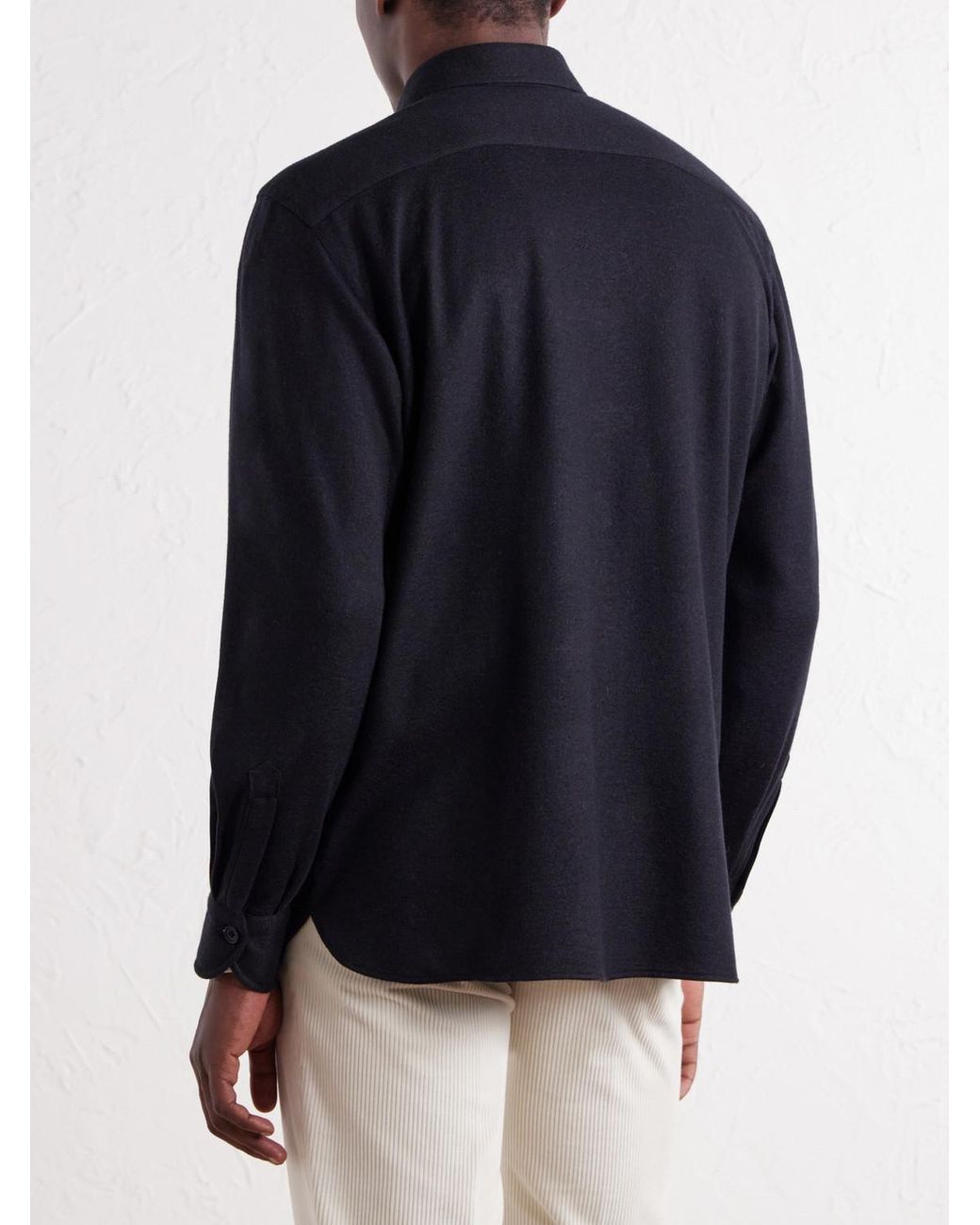 Rubinacci Blue Blanket Cashmere-Blend Jersey Shirt for men