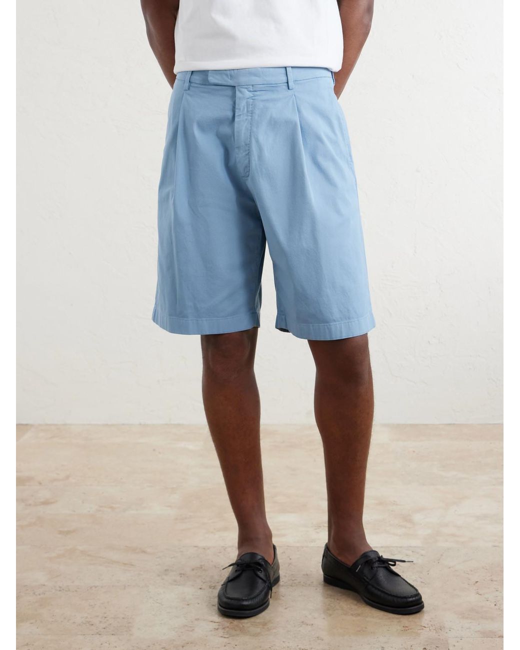 Boglioli Blue Straight-Leg Cotton-Blend Shorts for men