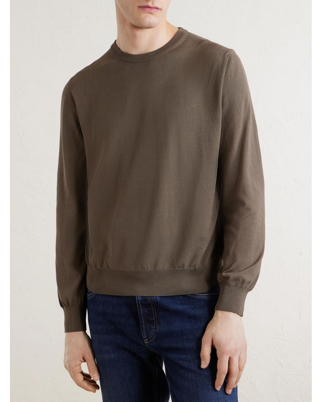 Canali Gray Cotton Sweater for men