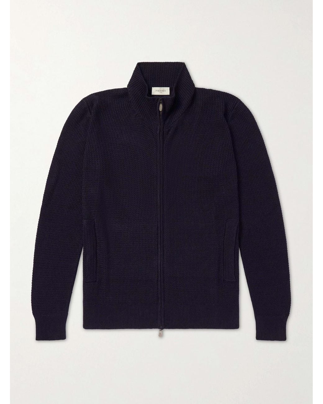 Piacenza 1733 Blue Knitted Silk And Linen-Blend Zip-Up Cardigan for men