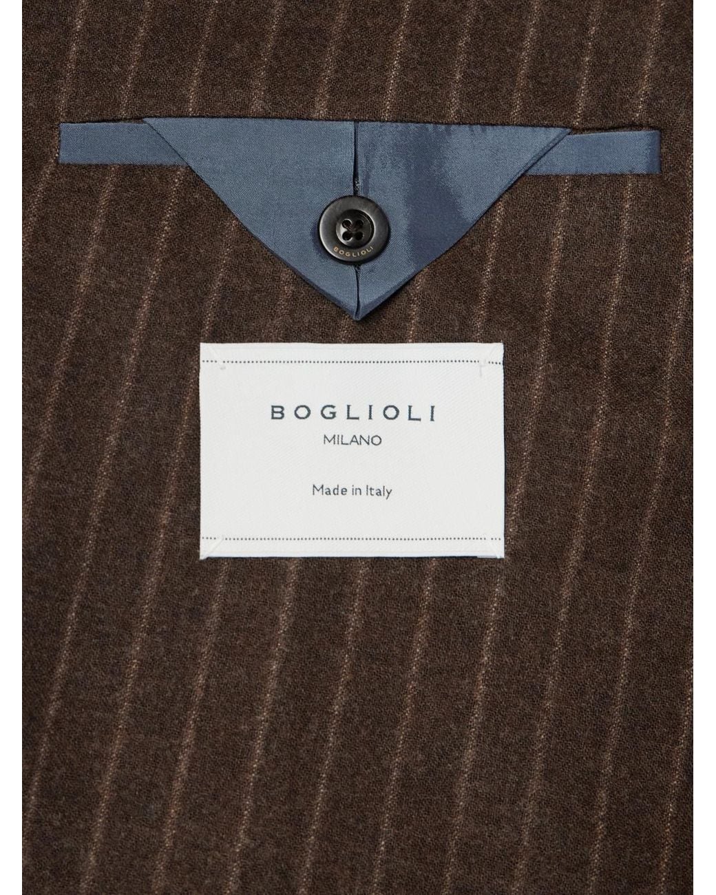 Boglioli Brown Pinstriped Virgin Wool-Flannel Suit Jacket for men